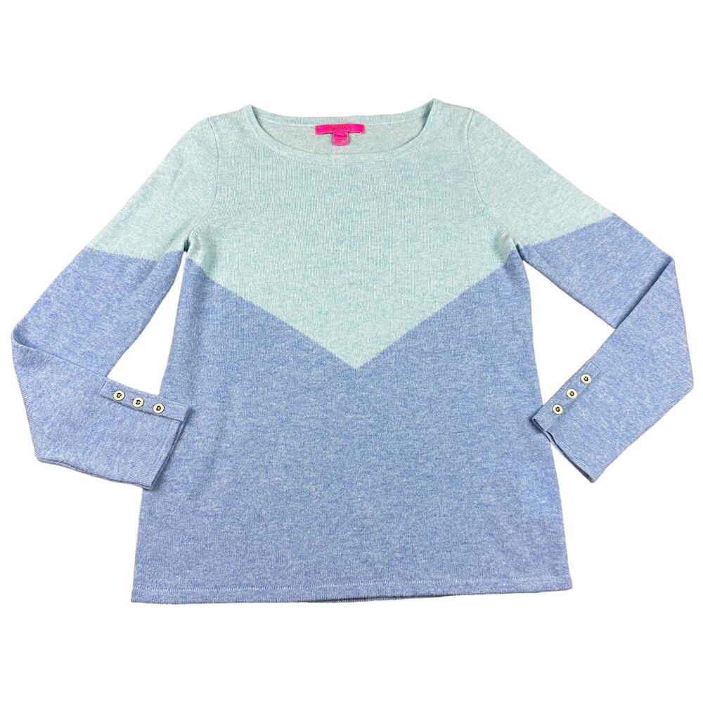 Lilly Pulitzer Size M Womens Blue 100% Cashmere Brigitte Long Sleeve Sweater